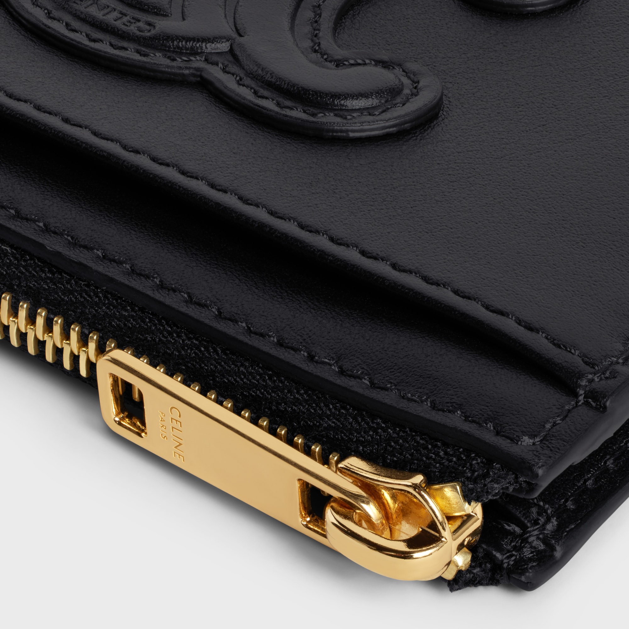 ZIPPED CARD HOLDER CUIR TRIOMPHE IN SHINY CALFSKIN BLACK - Image 4